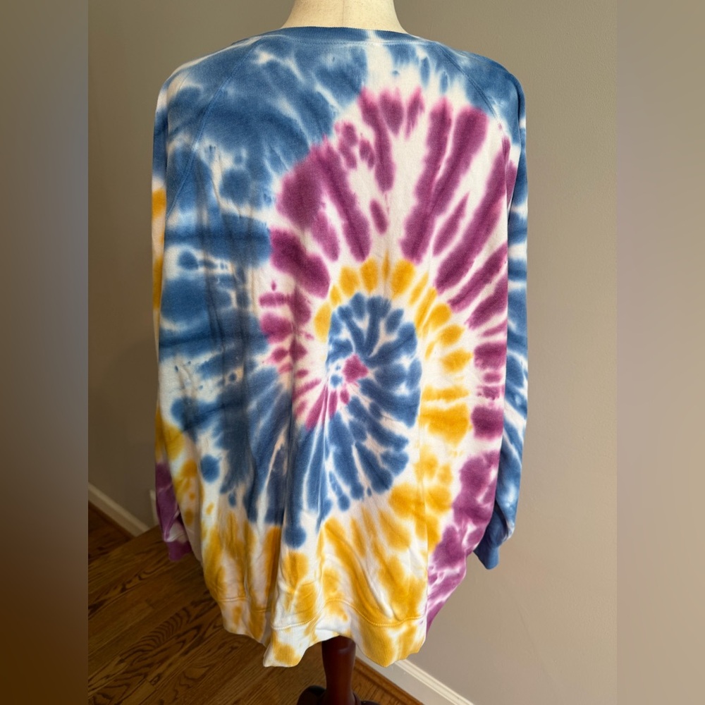 NWT Torrid Blue/Yellow/Purple Tie-Dye Fleece Sweatshirt - Torrid Size 4 (26, 4X) - Picture 7 of 14